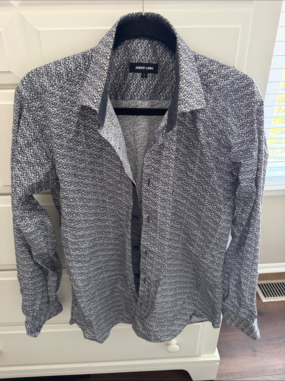Jared Lang Navy & White Microprint Long-Sleeve Shirt